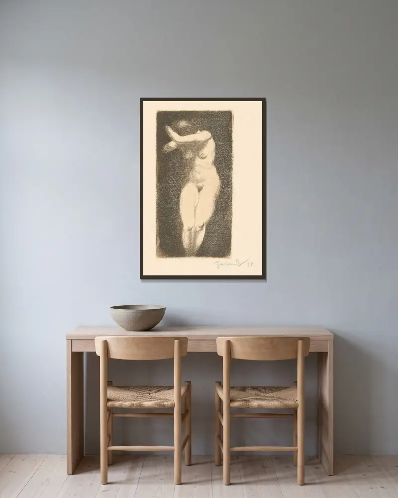Akt von Mikuláš Galanda gerahmt an einer Wand