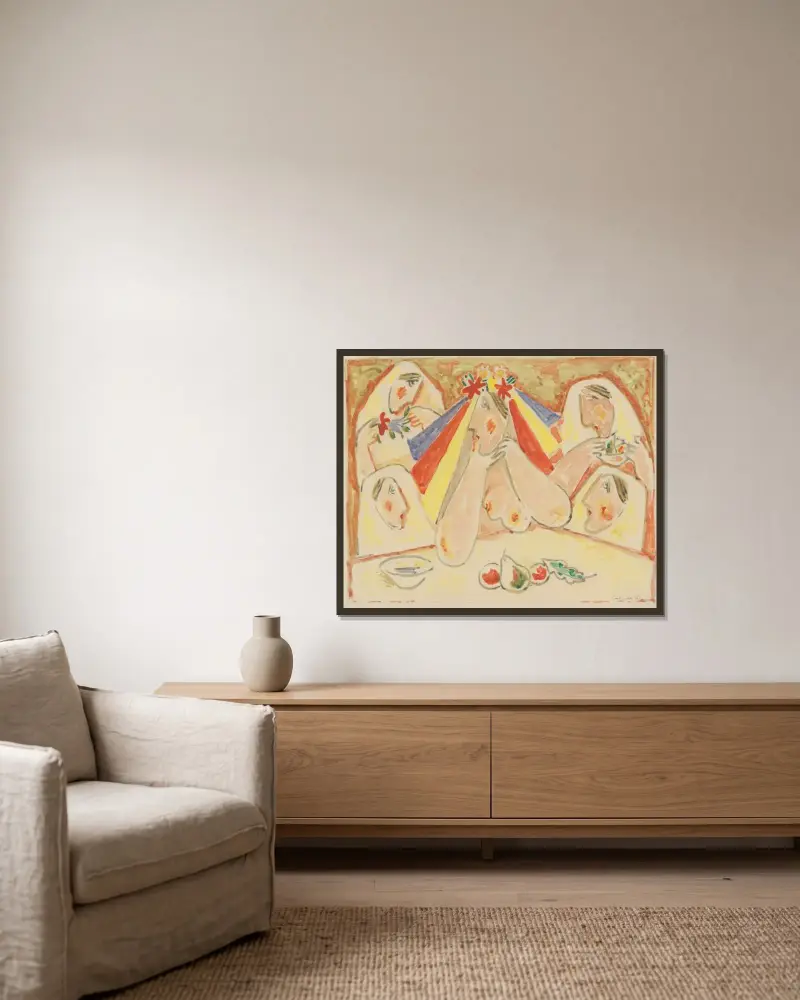Bride (Bride among Bridesmaids) von Mikuláš Galanda gerahmt an einer Wand