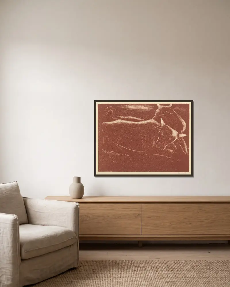 Cows von Mikuláš Galanda gerahmt an einer Wand