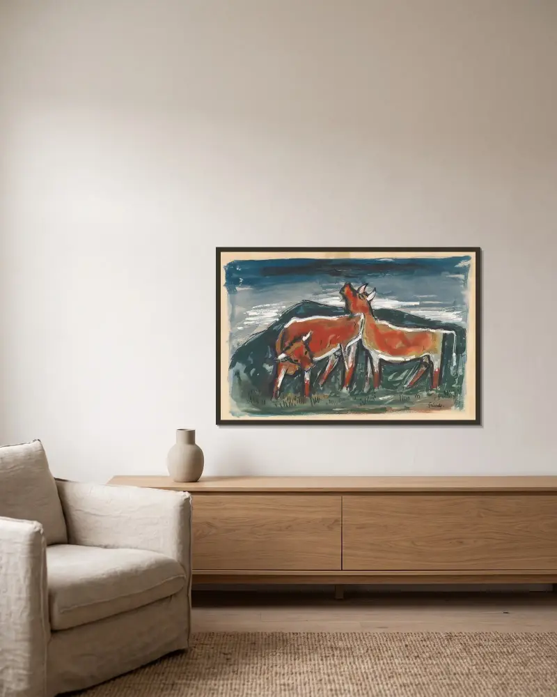 Cows von Mikuláš Galanda gerahmt an einer Wand