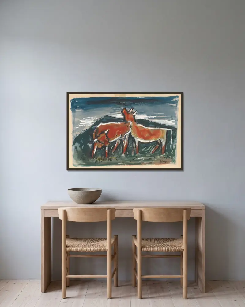 Cows von Mikuláš Galanda gerahmt an einer Wand