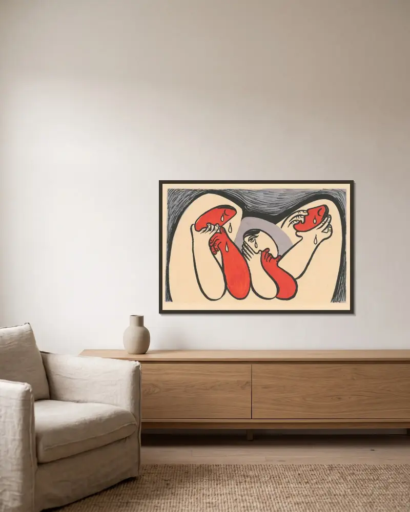 Crying women von Mikuláš Galanda gerahmt an einer Wand