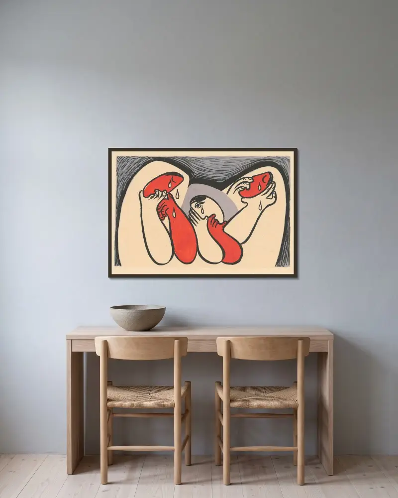 Crying women von Mikuláš Galanda gerahmt an einer Wand