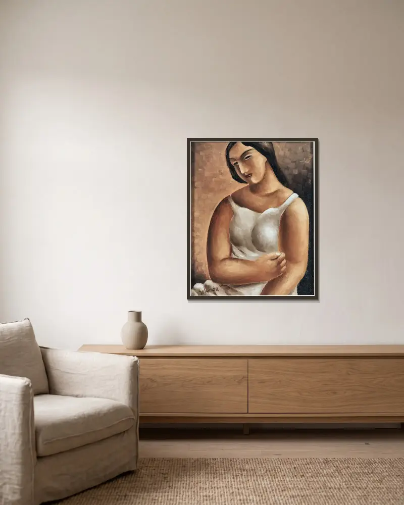Dievča (Girl) von Mikuláš Galanda gerahmt an einer Wand