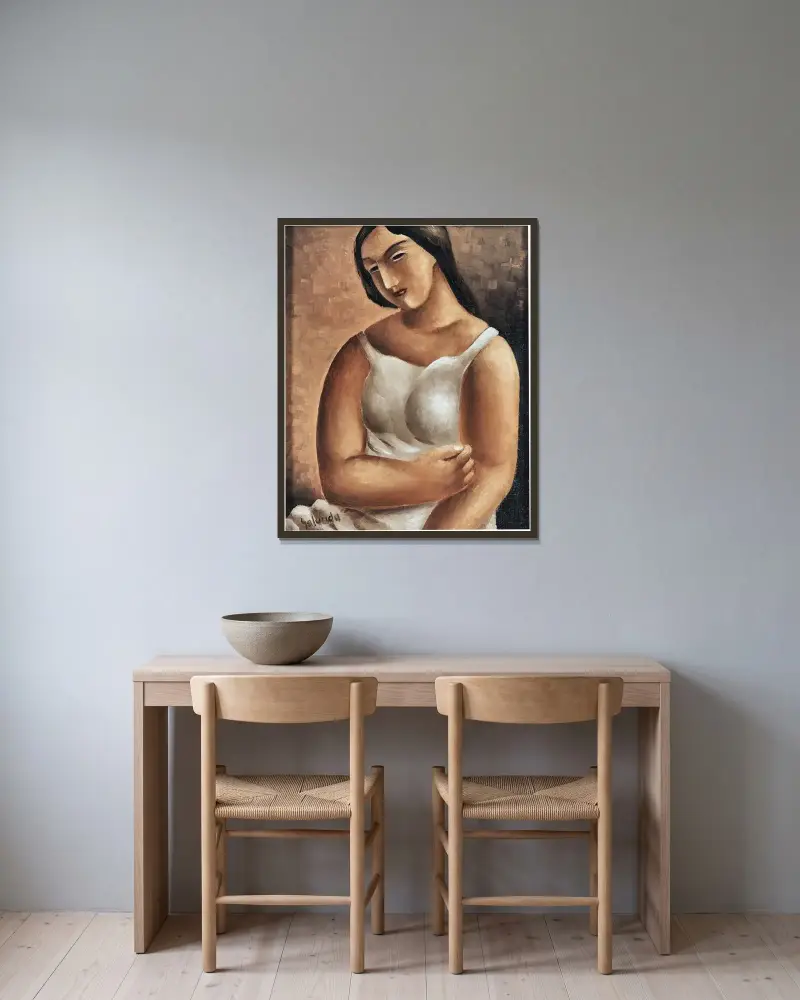 Dievča (Girl) von Mikuláš Galanda gerahmt an einer Wand