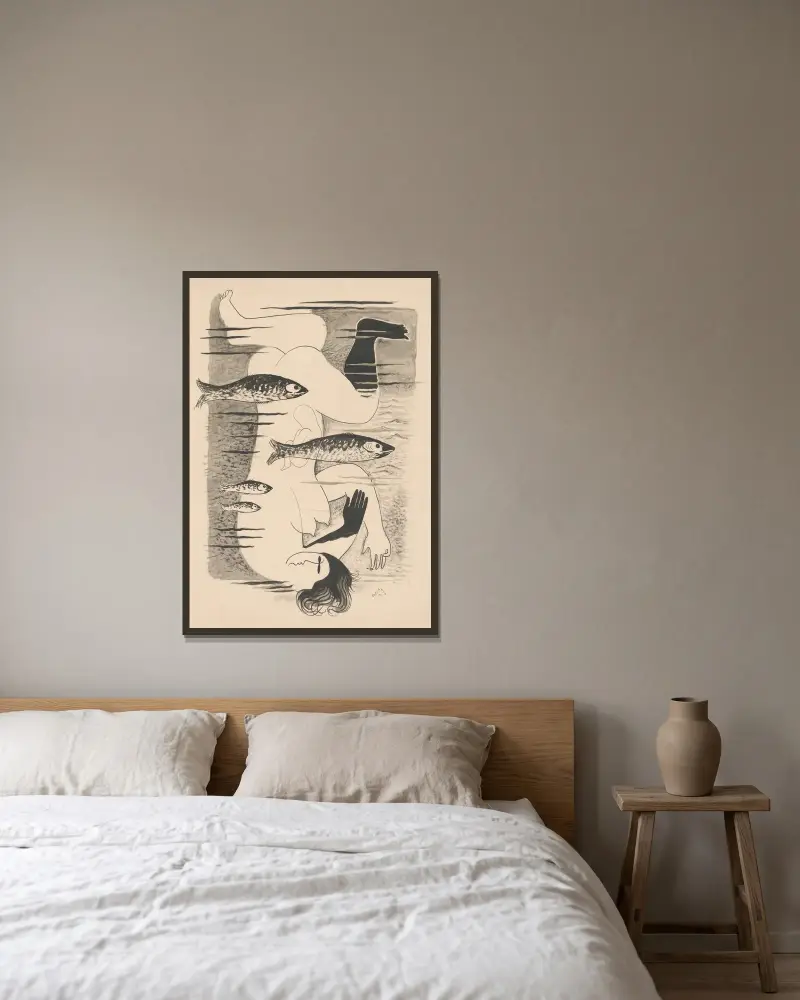 Drowned von Mikuláš Galanda gerahmt an einer Wand