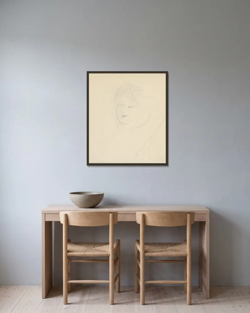 Česúca sa von Mikuláš Galanda gerahmt an einer Wand