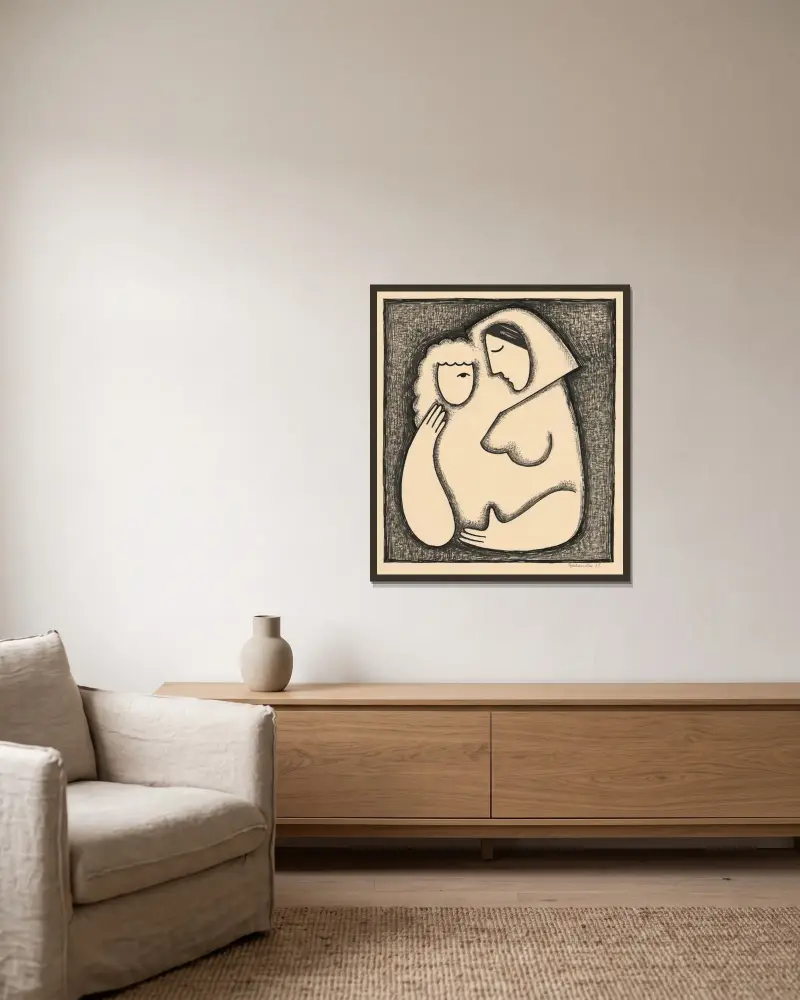 Girl’s head von Mikuláš Galanda gerahmt an einer Wand