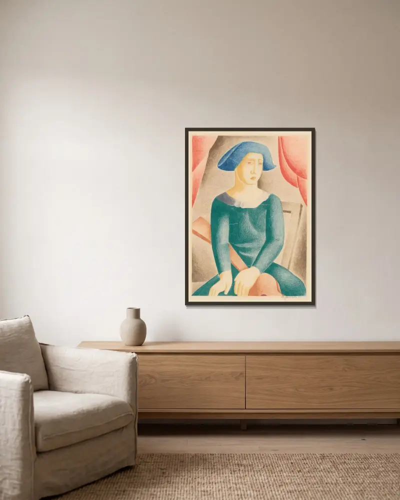 Harlequin von Mikuláš Galanda gerahmt an einer Wand