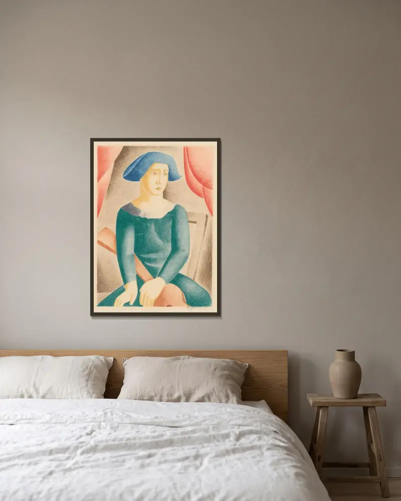 Harlequin von Mikuláš Galanda gerahmt an einer Wand