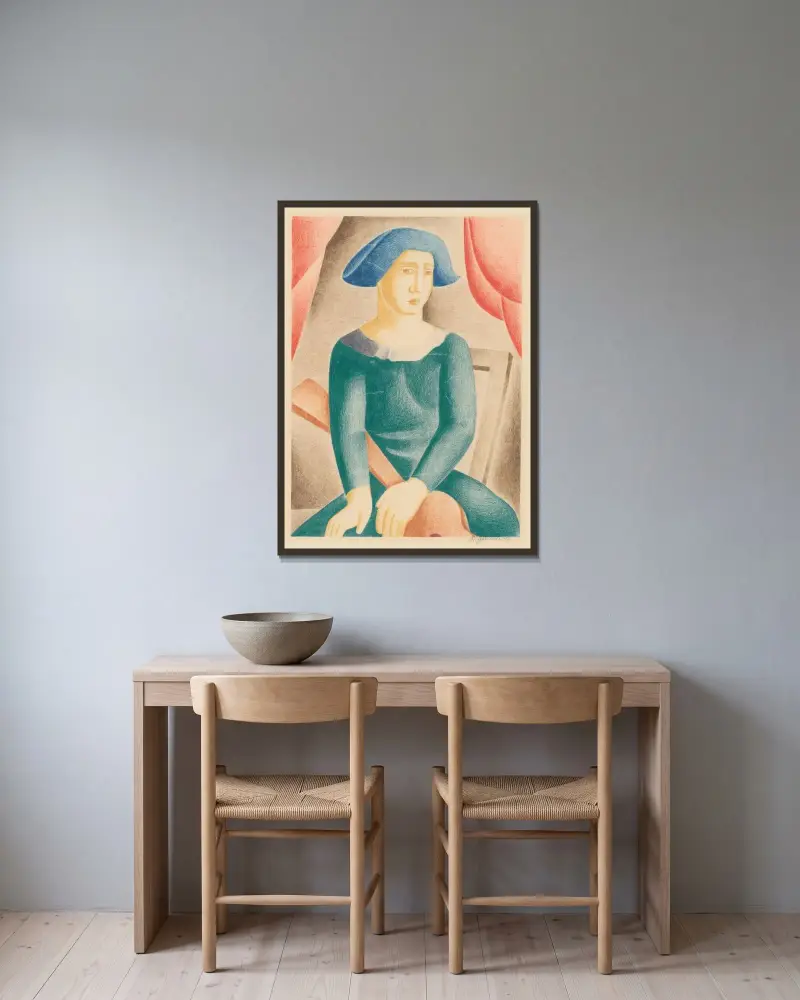 Harlequin von Mikuláš Galanda gerahmt an einer Wand