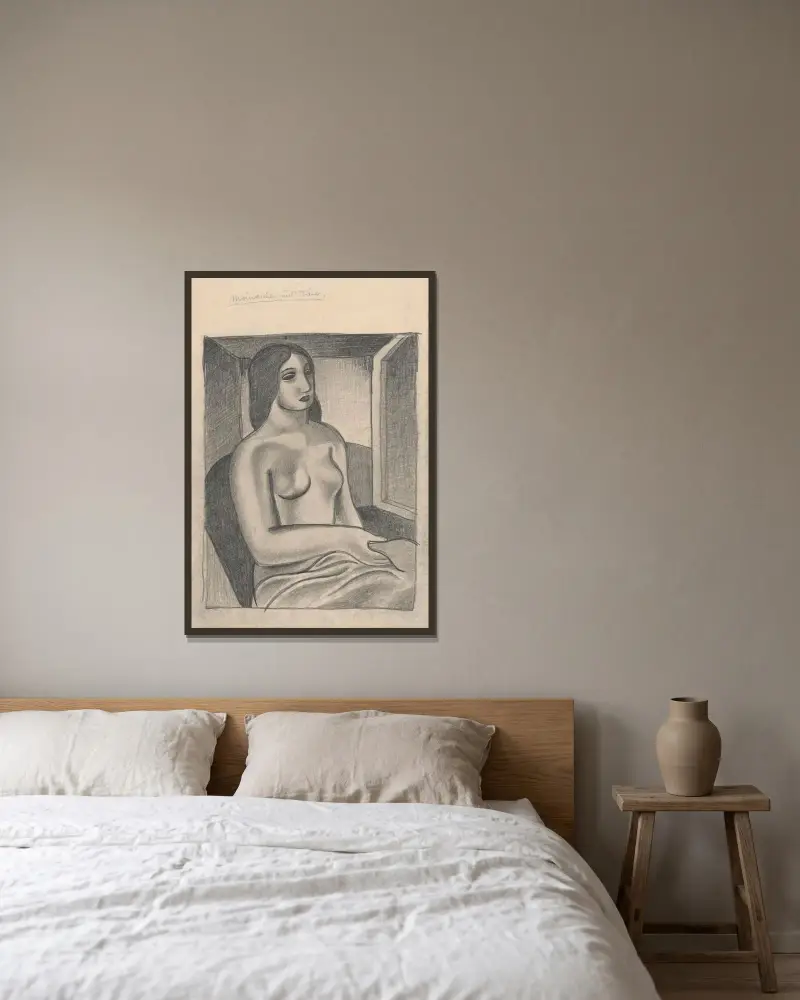 Vor dem Spiegel, 1926 von Mikuláš Galanda gerahmt an einer Wand