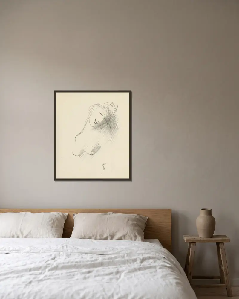 Kolombína von Mikuláš Galanda gerahmt an einer Wand