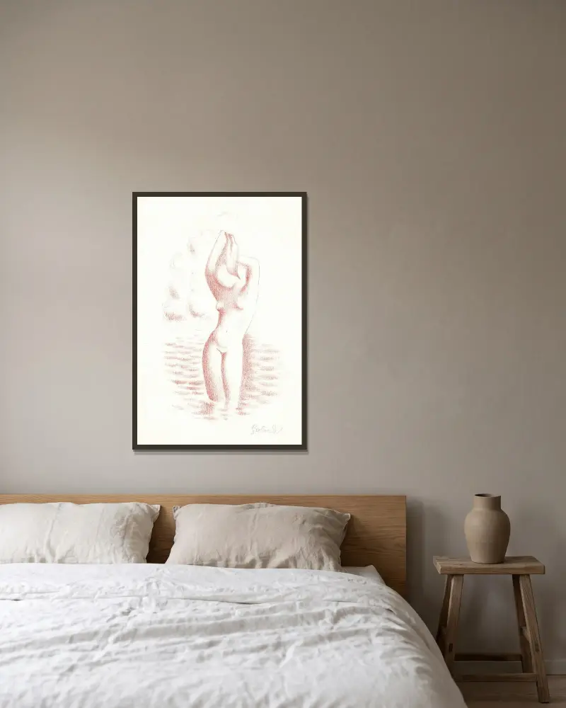 Kúpanie von Mikuláš Galanda gerahmt an einer Wand