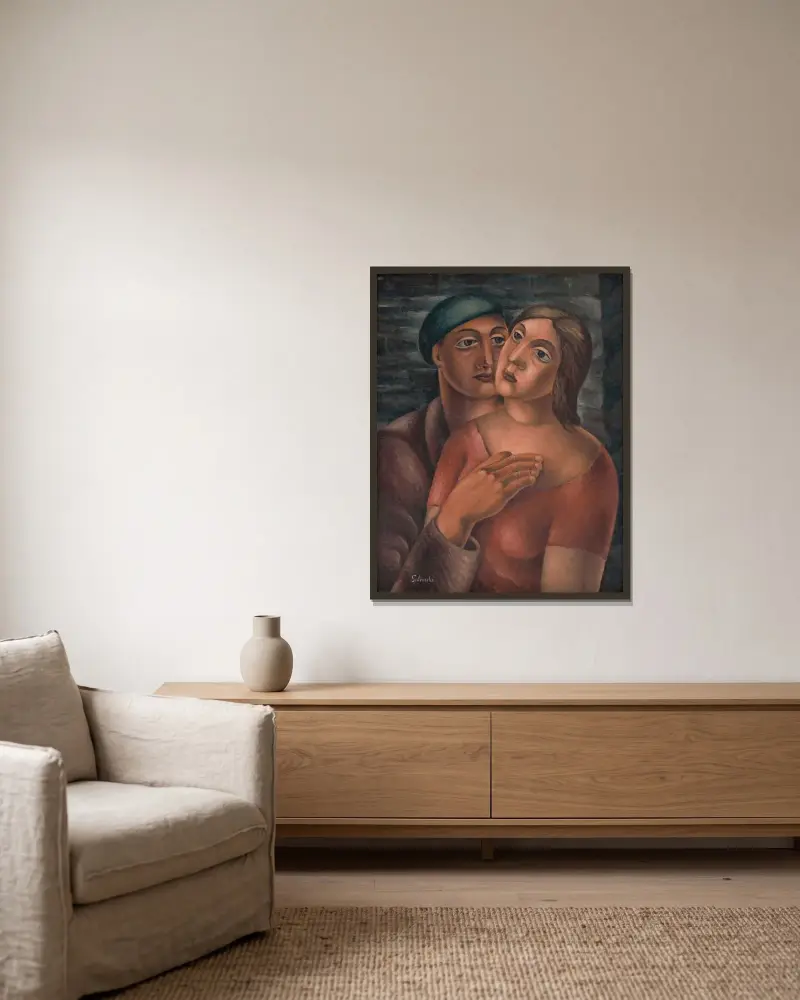 Lovers von Mikuláš Galanda gerahmt an einer Wand