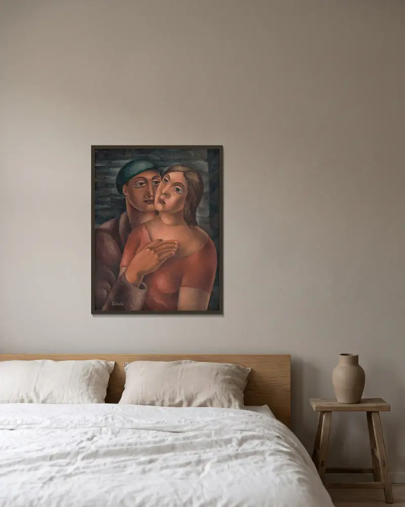 Lovers von Mikuláš Galanda gerahmt an einer Wand
