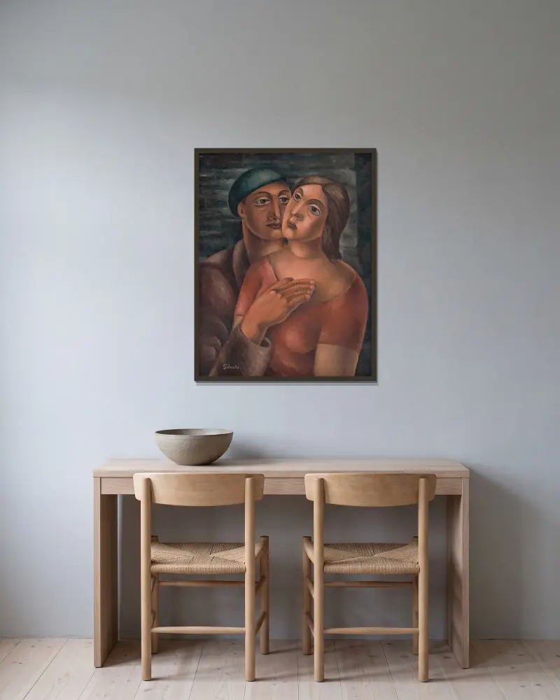 Lovers von Mikuláš Galanda gerahmt an einer Wand