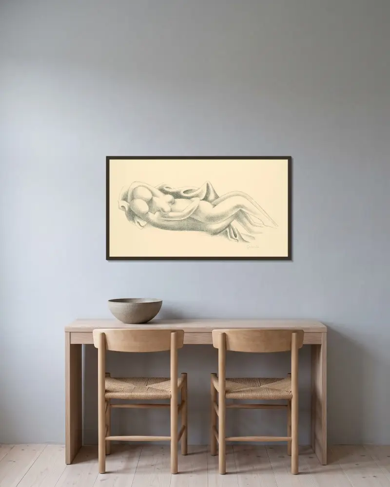 Lovers von Mikuláš Galanda gerahmt an einer Wand