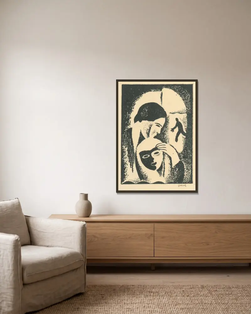 Lovers von Mikuláš Galanda gerahmt an einer Wand