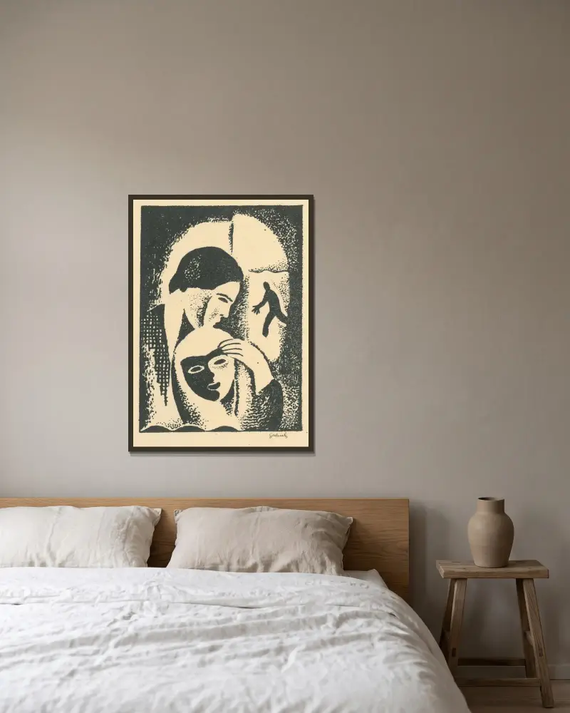 Lovers von Mikuláš Galanda gerahmt an einer Wand