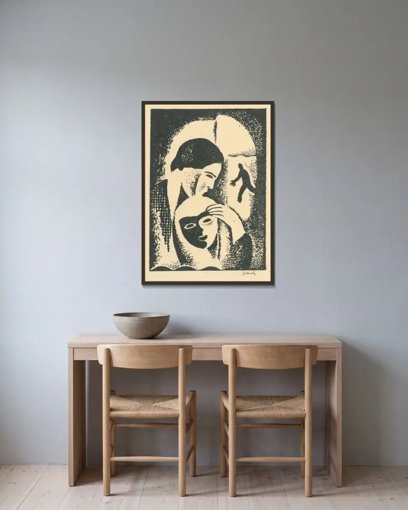 Lovers von Mikuláš Galanda gerahmt an einer Wand