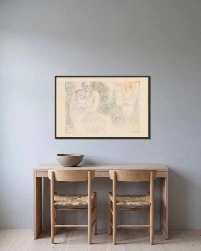 Lovers von Mikuláš Galanda gerahmt an einer Wand