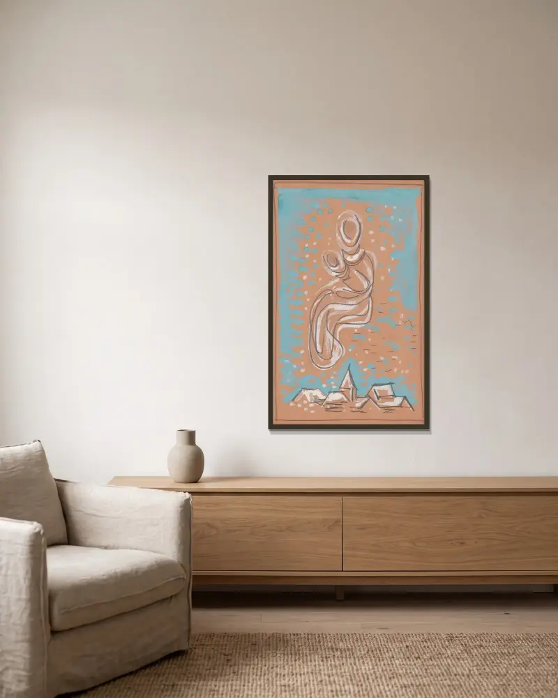 Madona von Mikuláš Galanda gerahmt an einer Wand