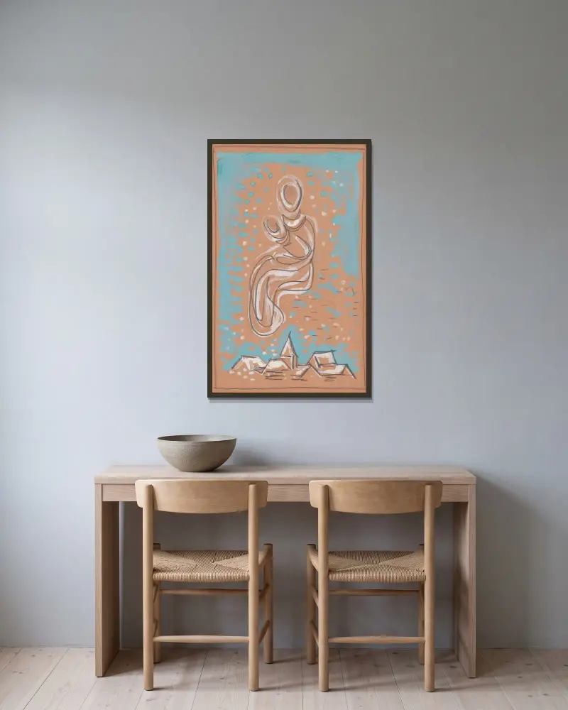 Madona von Mikuláš Galanda gerahmt an einer Wand