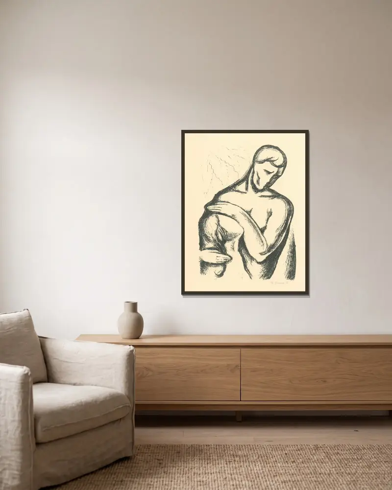 Milenci von Mikuláš Galanda gerahmt an einer Wand