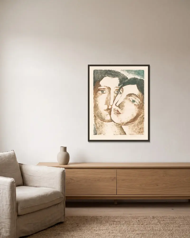 Milenci. von Mikuláš Galanda gerahmt an einer Wand