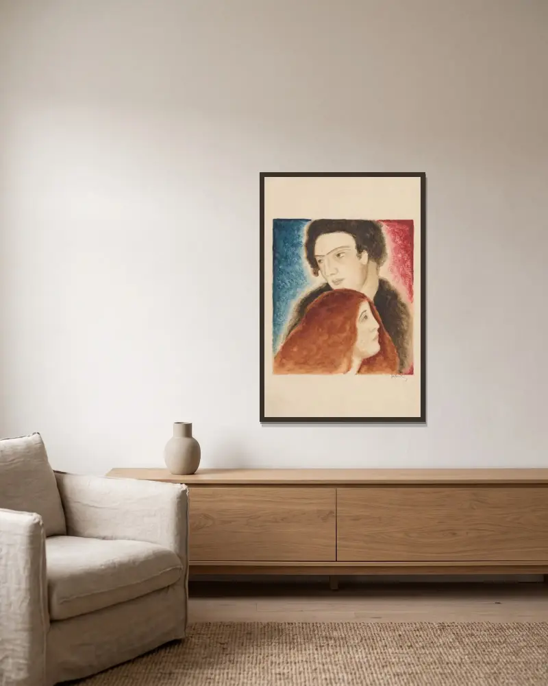 Milenci von Mikuláš Galanda gerahmt an einer Wand