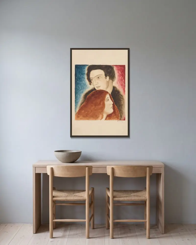 Milenci von Mikuláš Galanda gerahmt an einer Wand