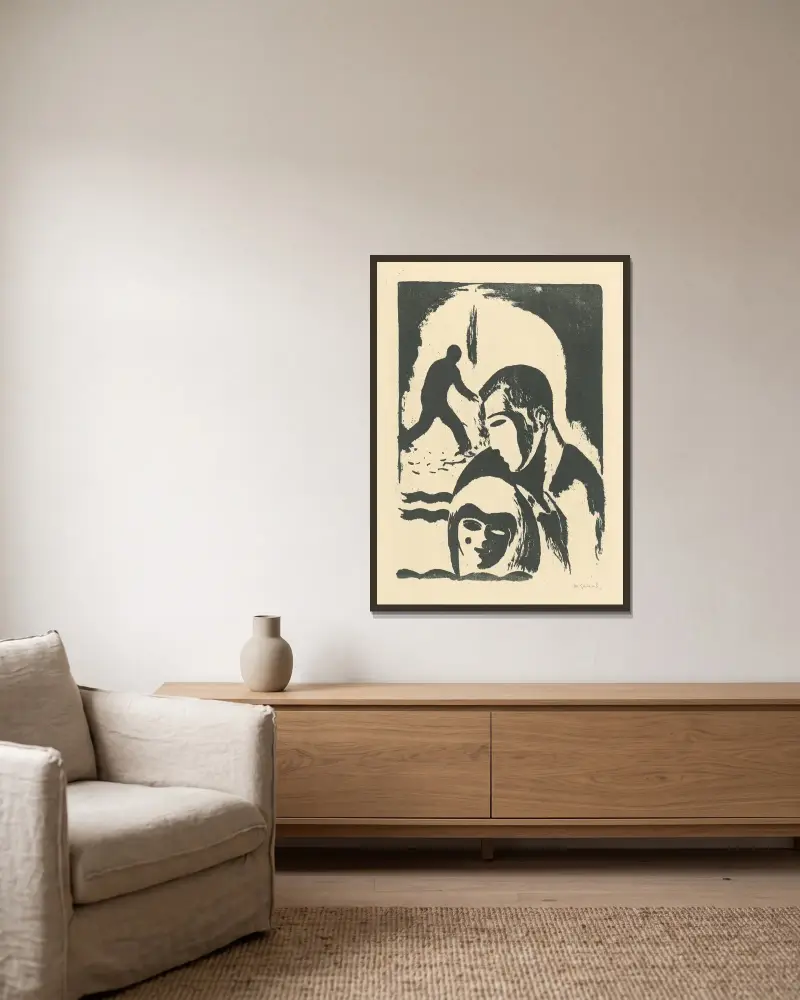 Milenci von Mikuláš Galanda gerahmt an einer Wand