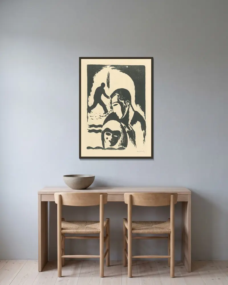Milenci von Mikuláš Galanda gerahmt an einer Wand
