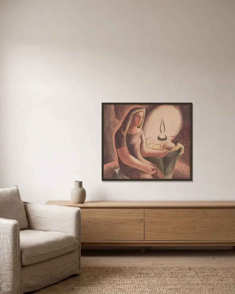 Nad kolískou von Mikuláš Galanda gerahmt an einer Wand