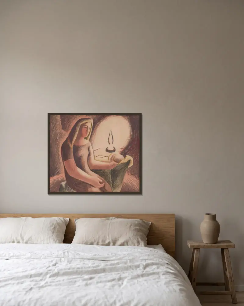 Nad kolískou von Mikuláš Galanda gerahmt an einer Wand