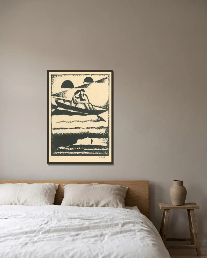 På floden av Mikuláš Galanda inramad på en vägg