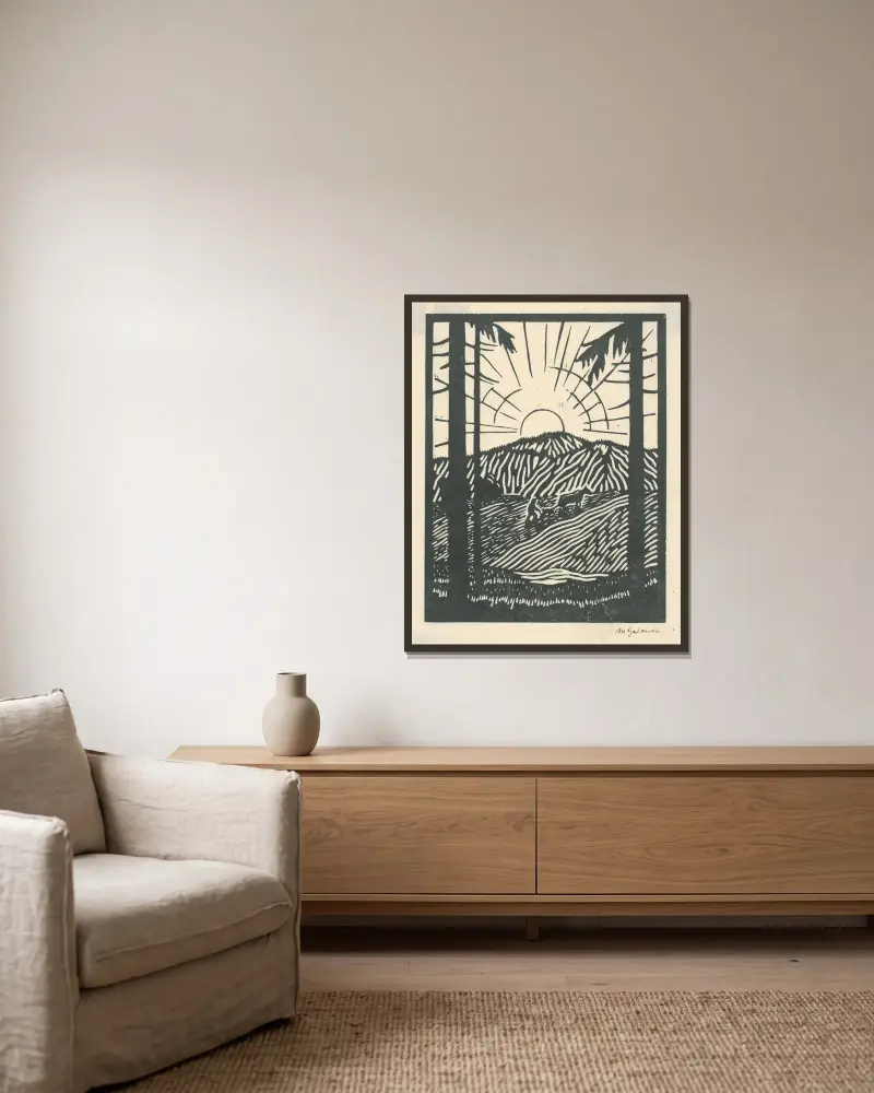 Oráč von Mikuláš Galanda gerahmt an einer Wand