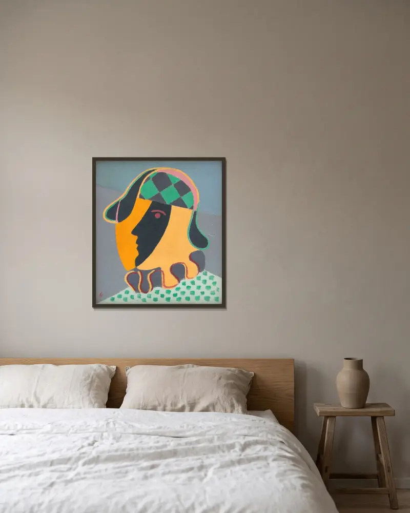 Pierot’s Head von Mikuláš Galanda gerahmt an einer Wand