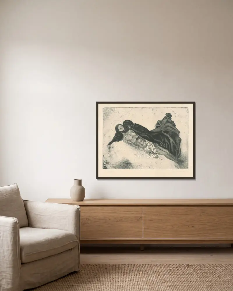 Pieta von Mikuláš Galanda gerahmt an einer Wand