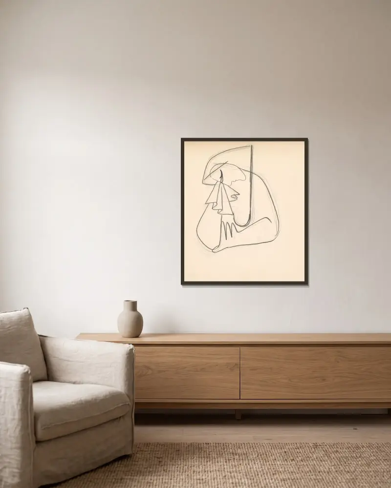 Plačúca von Mikuláš Galanda gerahmt an einer Wand