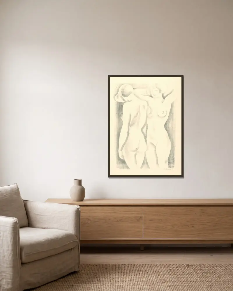 Priateľky von Mikuláš Galanda gerahmt an einer Wand