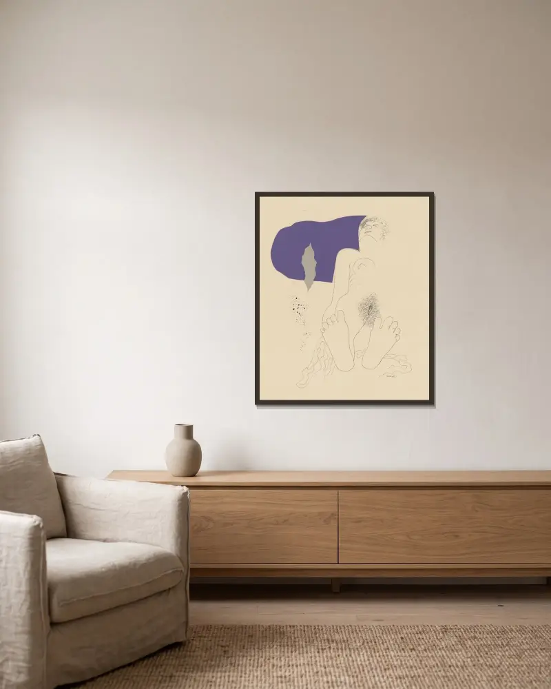 Reclining Nude von Mikuláš Galanda gerahmt an einer Wand