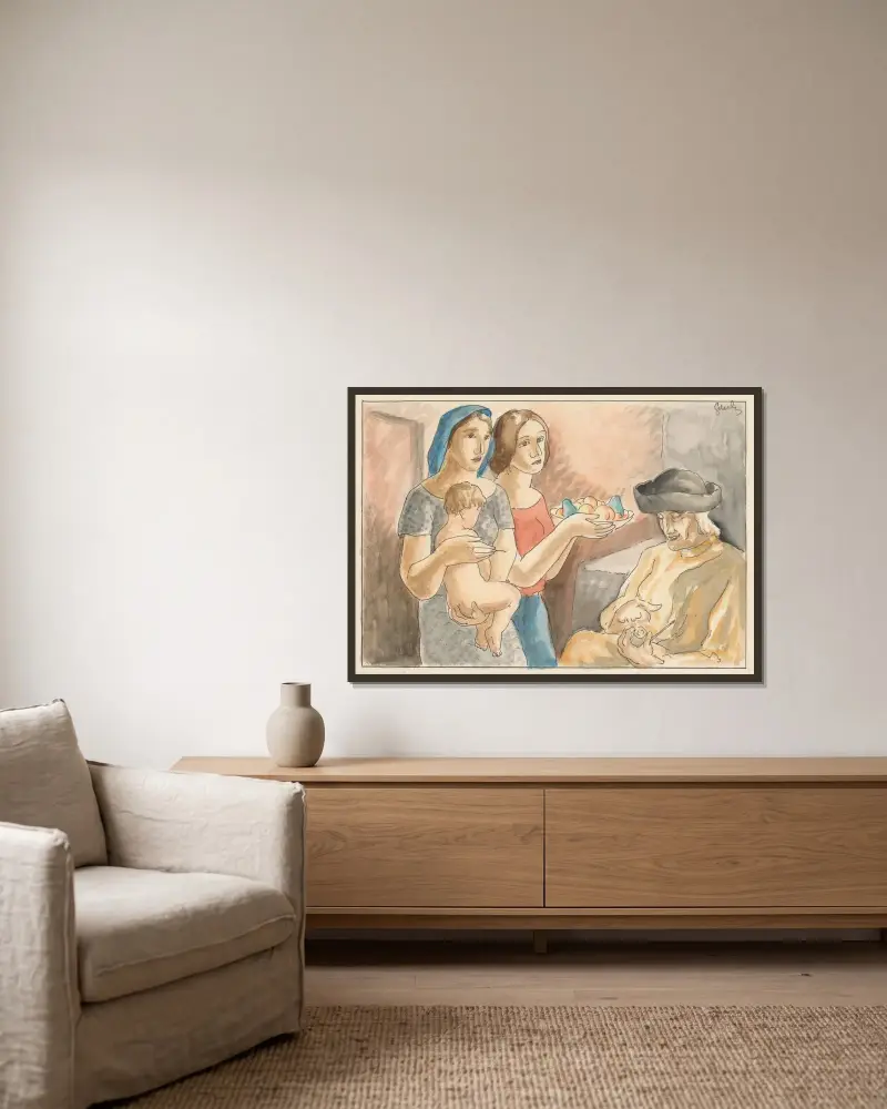 Rodina von Mikuláš Galanda gerahmt an einer Wand