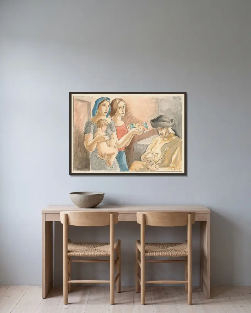 Rodina von Mikuláš Galanda gerahmt an einer Wand