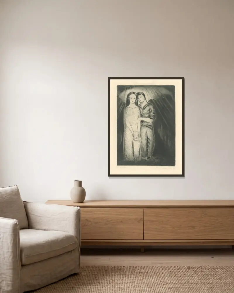 Rodina von Mikuláš Galanda gerahmt an einer Wand