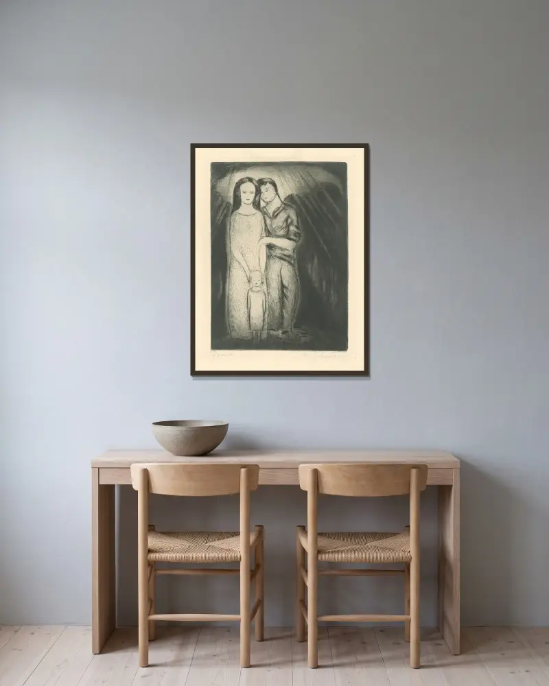 Rodina von Mikuláš Galanda gerahmt an einer Wand