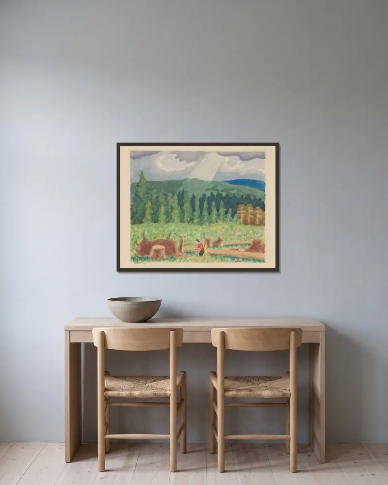 Rúbanisko von Mikuláš Galanda gerahmt an einer Wand
