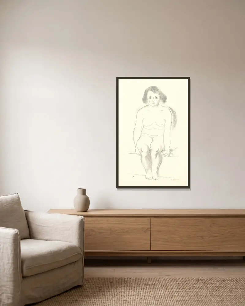 Sediace dievča von Mikuláš Galanda gerahmt an einer Wand