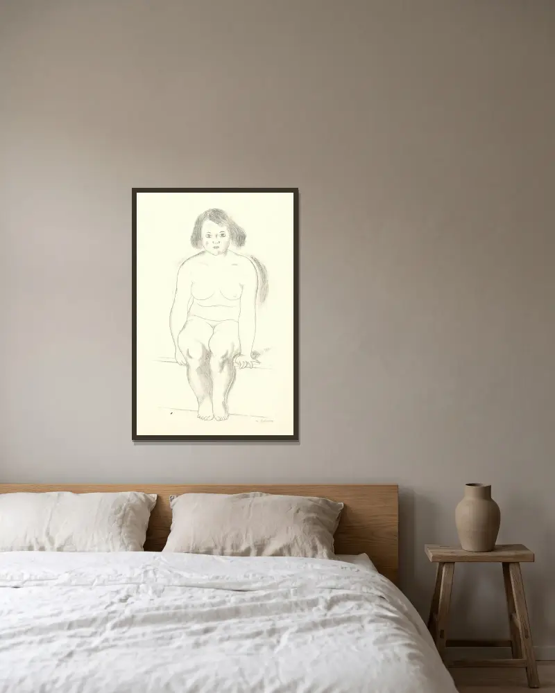 Sediace dievča von Mikuláš Galanda gerahmt an einer Wand